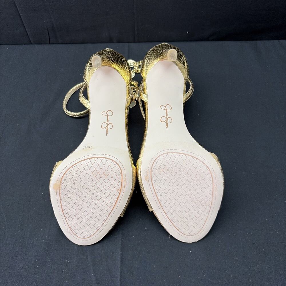 Jessica Simpson Jetser Chain Medallion Heeled Sandal, Gold, 9.5 Ships Same Day - Picture 5 of 6